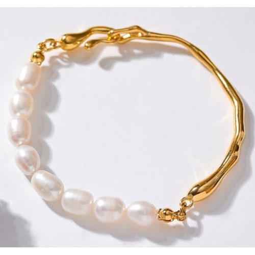 PULSERA PERLAS MALLORCA ACERO Y ORO WATERPROOF