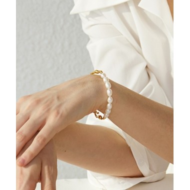 PULSERA PERLAS MALLORCA ACERO Y ORO WATERPROOF