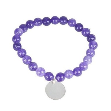 PULSERA BOLAS CUARZO CON MEDALLAS PERSONALIZADAS