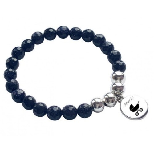 PULSERA PERSONALIZADA PLATA DE LEY Y PIEDRAS NATURALES