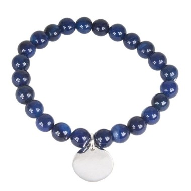 PULSERA BOLAS CUARZO CON MEDALLAS PERSONALIZADAS