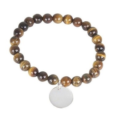 PULSERA BOLAS CUARZO CON MEDALLAS PERSONALIZADAS