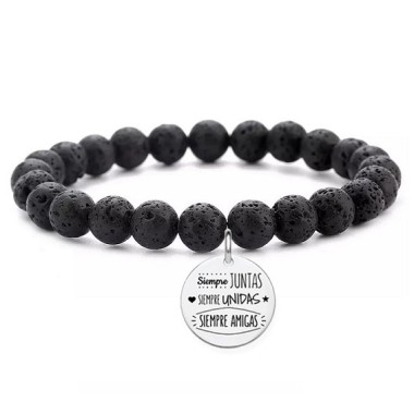 PULSERA BOLAS CUARZO CON MEDALLAS PERSONALIZADAS