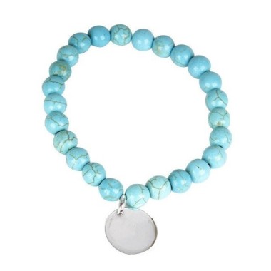 PULSERA BOLAS CUARZO CON MEDALLAS PERSONALIZADAS