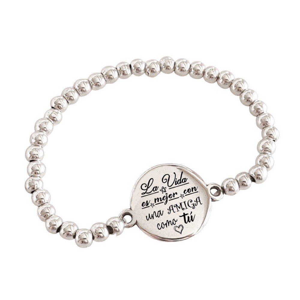 PULSERA BOLAS CON CHAPA PERSONALIZADA