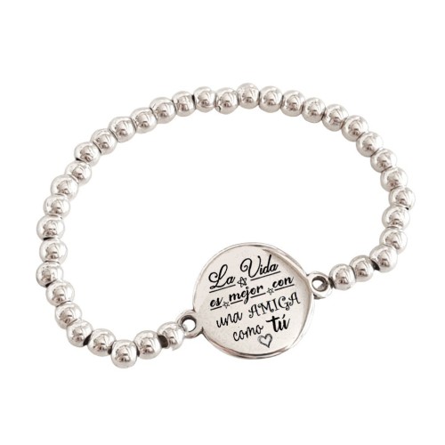 PULSERA BOLAS CON CHAPA PERSONALIZADA