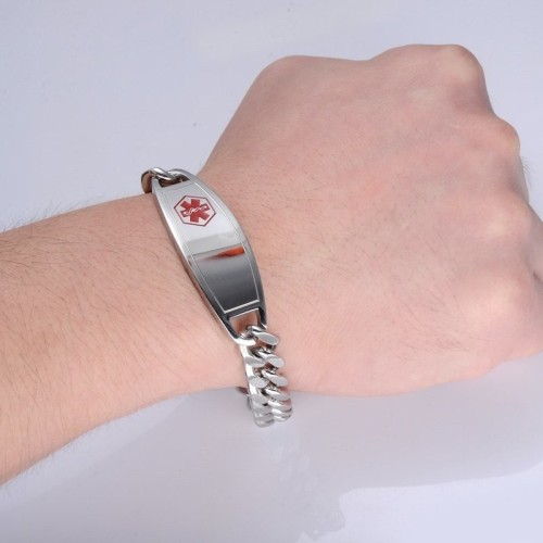 ESCLAVA MÉDICA ACERO, PARA ALÉRGICOS Y ENFERMOS CRÓNICOS (SE GRABA)