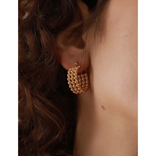 PENDIENTES TRIPLE ACERO Y ORO WATERPROOF