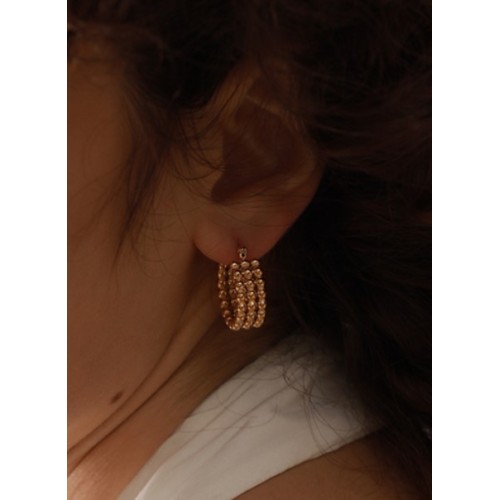 PENDIENTES TRIPLE ACERO Y ORO WATERPROOF