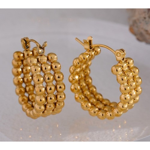 PENDIENTES TRIPLE ACERO Y ORO WATERPROOF