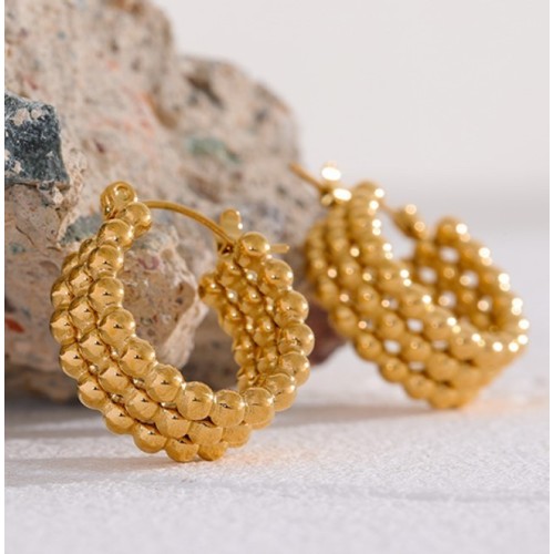 PENDIENTES TRIPLE ACERO Y ORO WATERPROOF