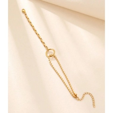 PULSERA CÍRCULO MINIMALISTA, ACERO Y ORO