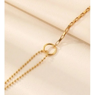 PULSERA CÍRCULO MINIMALISTA, ACERO Y ORO