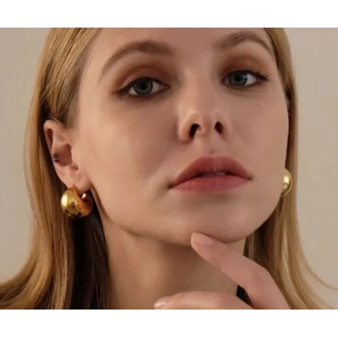 PENDIENTES ARO GRUESOS, ACERO Y ORO WATERPROOF