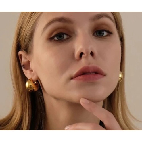 PENDIENTES ARO GRUESOS, ACERO Y ORO WATERPROOF