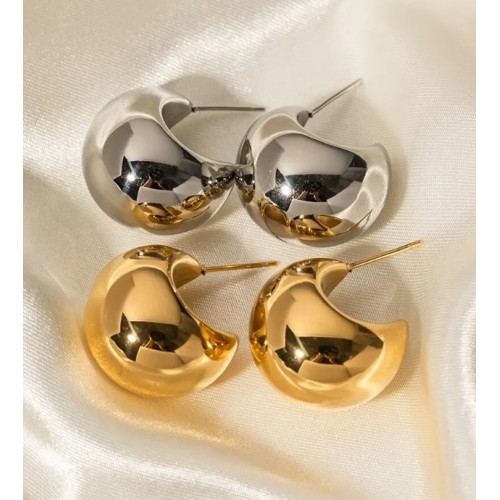 PENDIENTES ARO GRUESOS, ACERO Y ORO WATERPROOF