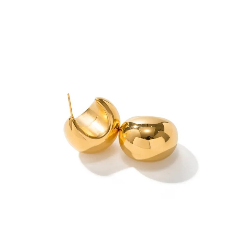 PENDIENTES ARO GRUESOS, ACERO Y ORO WATERPROOF