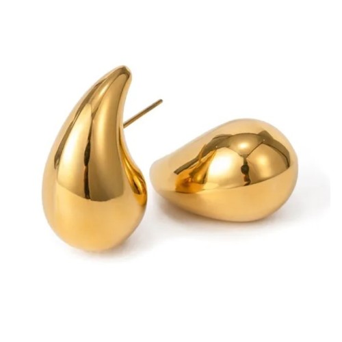 PENDIENTES GOTA ACERO Y ORO WATERPROOF