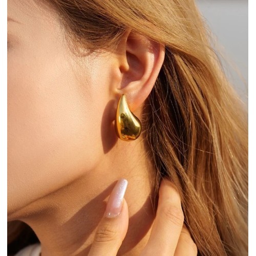 PENDIENTES GOTA ACERO Y ORO WATERPROOF