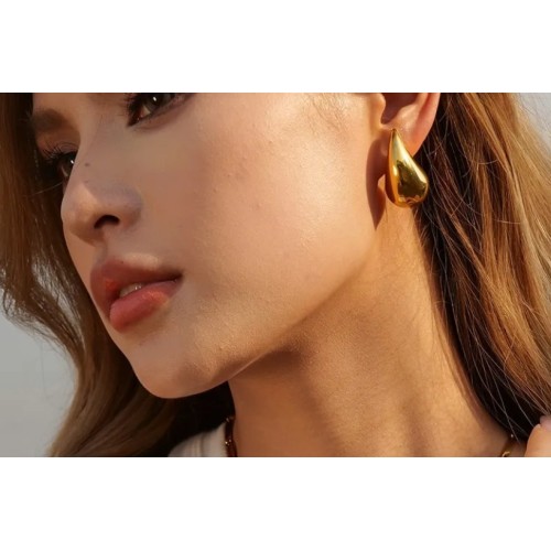 PENDIENTES GOTA ACERO Y ORO WATERPROOF