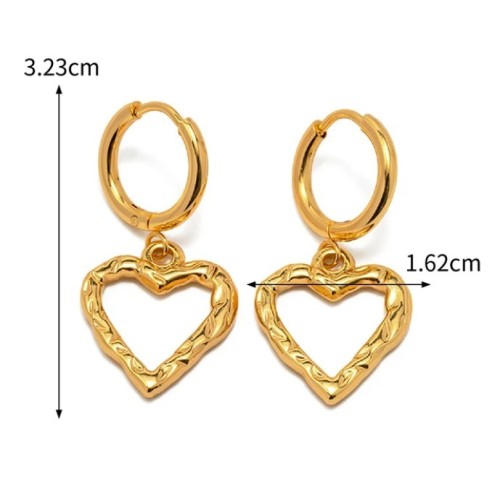 PENDIENTES AROS CORAZON ACERO Y ORO WATERPROOF