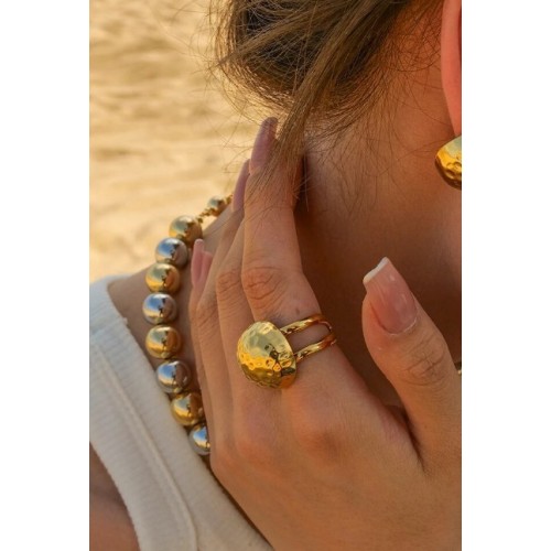 ANILLO MEDUSA ACERO Y ORO WATERPROOF