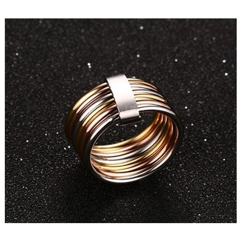 ANILLO 6 AROS TRICOLOR, ACERO
