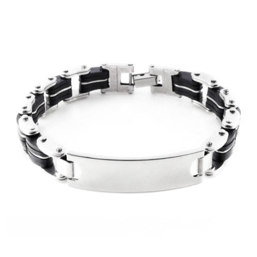 ESCLAVA ACERO Y CAUCHO PARA HOMBRE