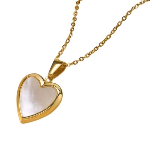 COLGANTE RELICARIO CORAZÓN NÁCAR ACERO Y ORO