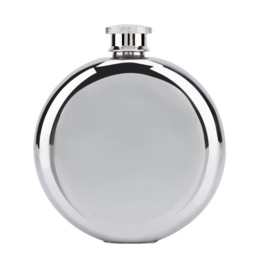 petaca redonda pequeña personalizada acero con logotipo