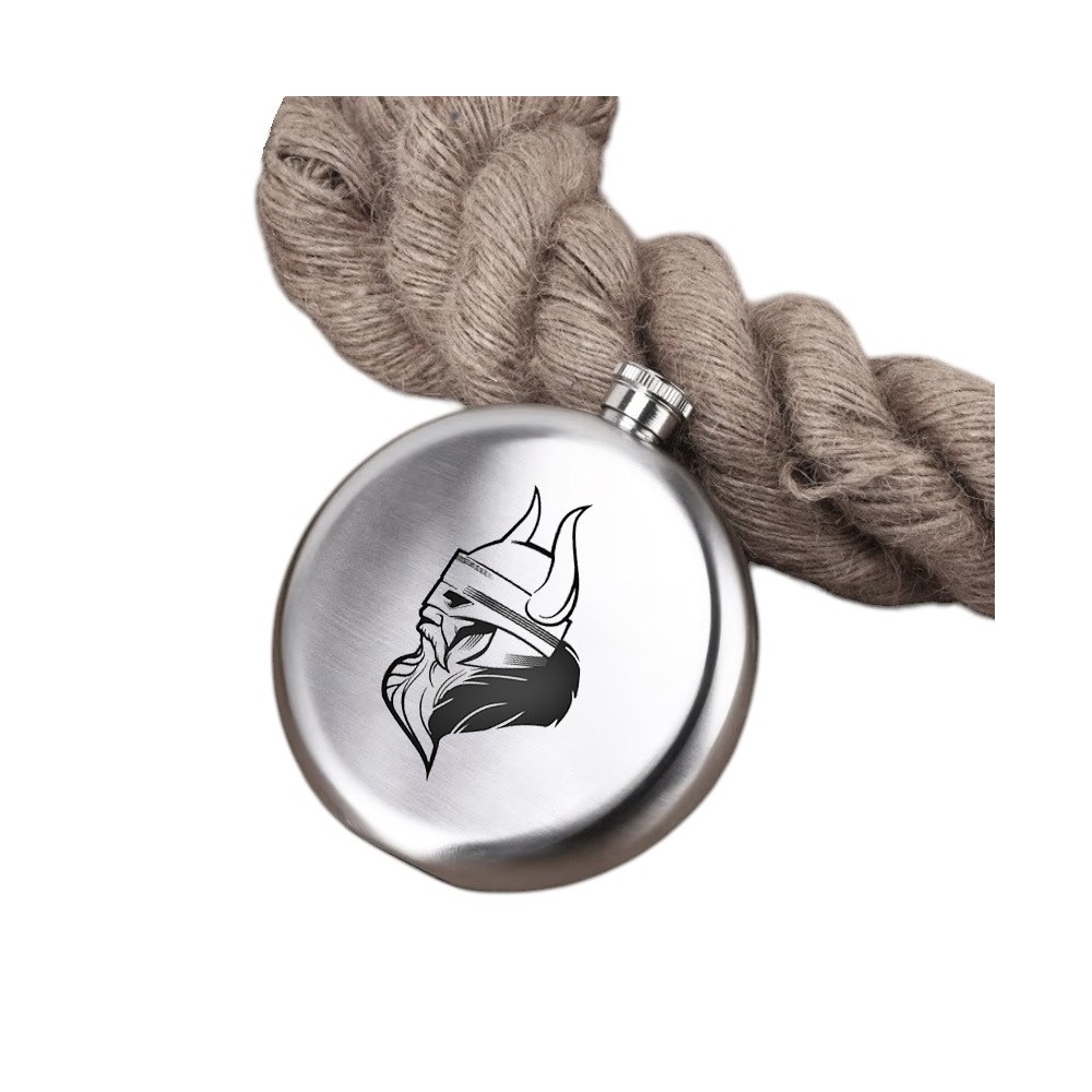 PETACA RUSA REDONDA ACERO INOX PERSONALIZADA