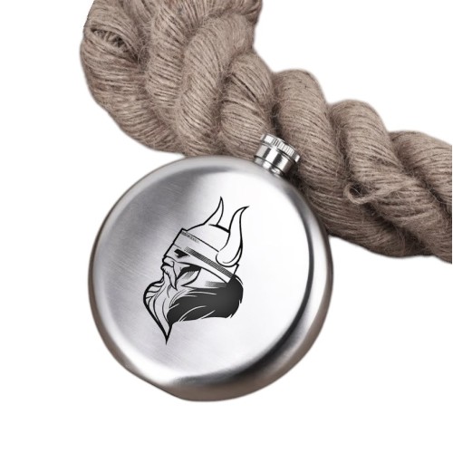 PETACA RUSA REDONDA ACERO INOX PERSONALIZADA