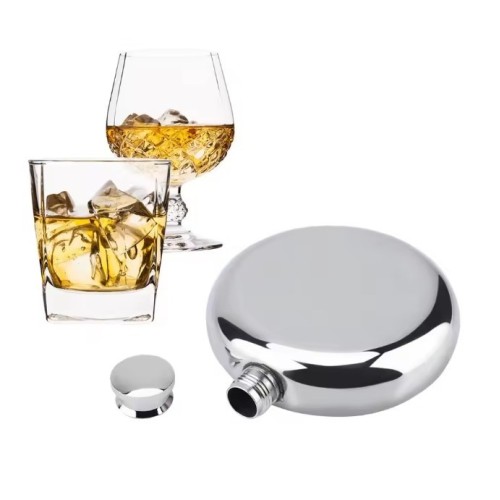 PETACA RUSA REDONDA ACERO INOX PERSONALIZADA