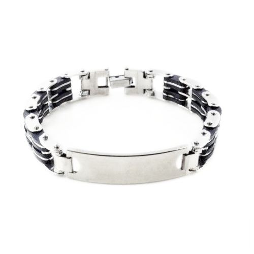 ESCLAVA ACERO Y CAUCHO PARA HOMBRE