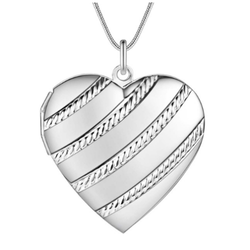 COLGANTE RELICARIO FOTOS CORAZÓN CON PLATA 925