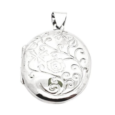 COLGANTE RELICARIO PORTAFOTOS OVALADO, 100% PLATA DE LEY