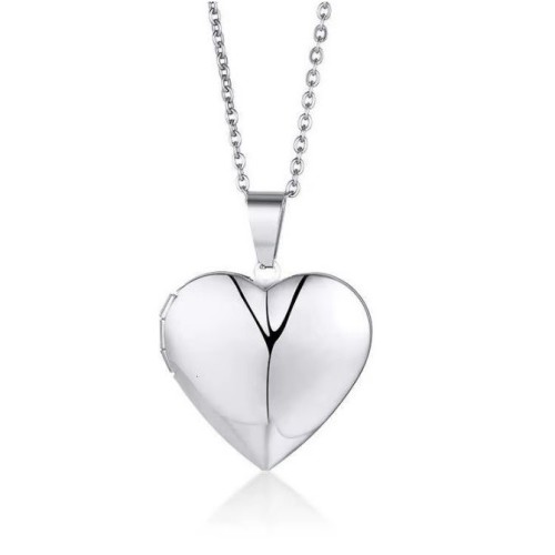 COLGANTE RELICARIO PORTAFOTOS CORAZÓN LISO ACERO