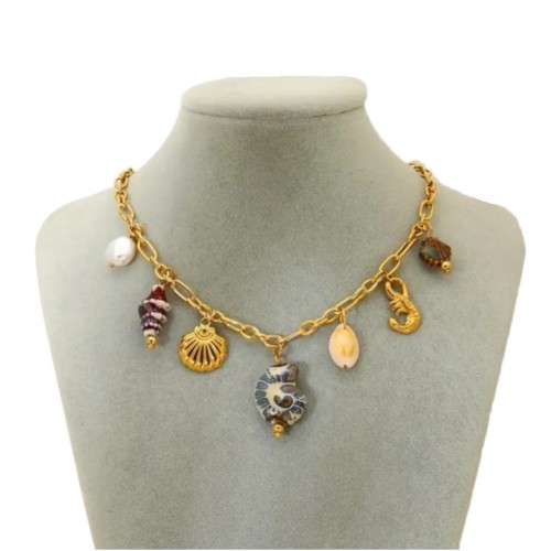 COLLAR MOTIVOS VERANIEGOS ACERO Y ORO