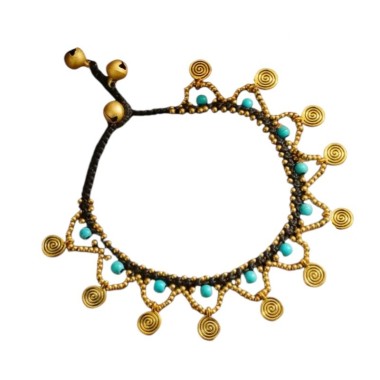 tobilleras boho étnicas macramé doradas