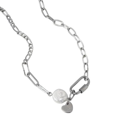 CHOCKER ELEGANTE CON PERLA NATURAL Y CORAZÓN PERSONALIZADO