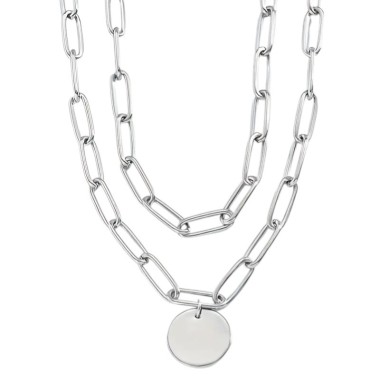 CHOCKER DOBLE CADENA CON CHAPA PERSONALIZADA ACERO INOX