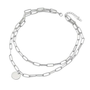 CHOCKER DOBLE CADENA CON CHAPA PERSONALIZADA ACERO INOX