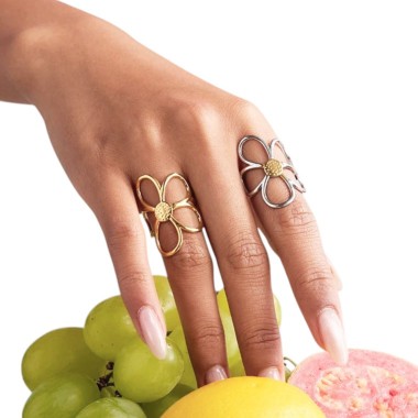 anillo margarita ajustable acero