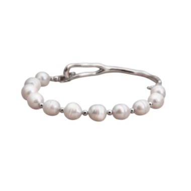 pulseras de perlas y oro blanco baratas para novias