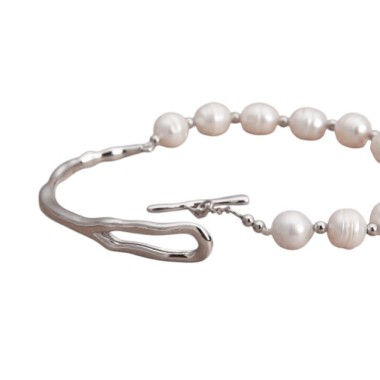 pulseras perlas acero para novias