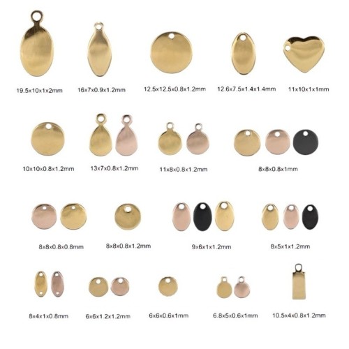 MINI ETIQUETAS ACERO Y ORO CON LOGOTIPO PERSONALIZADO PARA JOYAS Y BISUTERIA