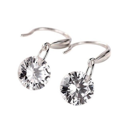 PENDIENTES SEMI LARGOS CON CIRCONITA EN PLATA S925