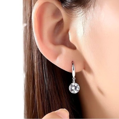 PENDIENTES SEMI LARGOS CON CIRCONITA EN PLATA S925