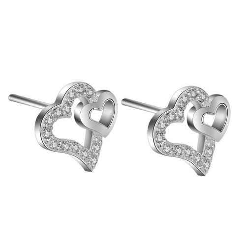 PENDIENTES  CORAZONES CON PLATA 925