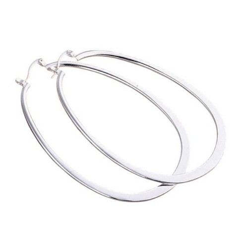 PENDIENTES AROS LISOS PLANOS OVALADOS CON PLATA